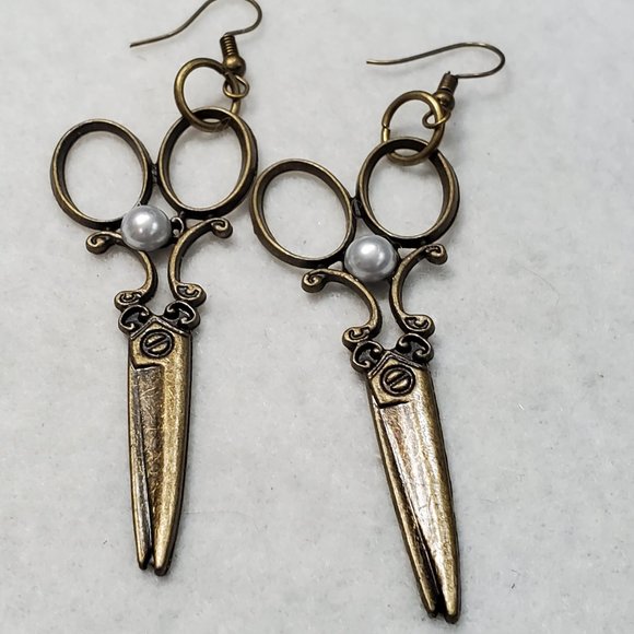 Hand Crafted Jewelry - Antique Looking Scissors Earrings